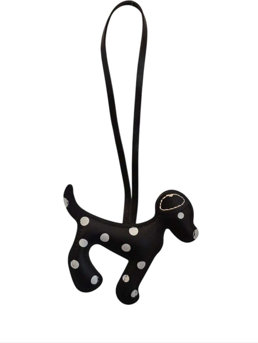 Dog Black White Polka Dot Faux Leather Bag Charm